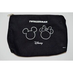 Tweezerman  Disney Minnie Mickey Zippered Lined Cosmetics Pouch Black 8" x 5.75"